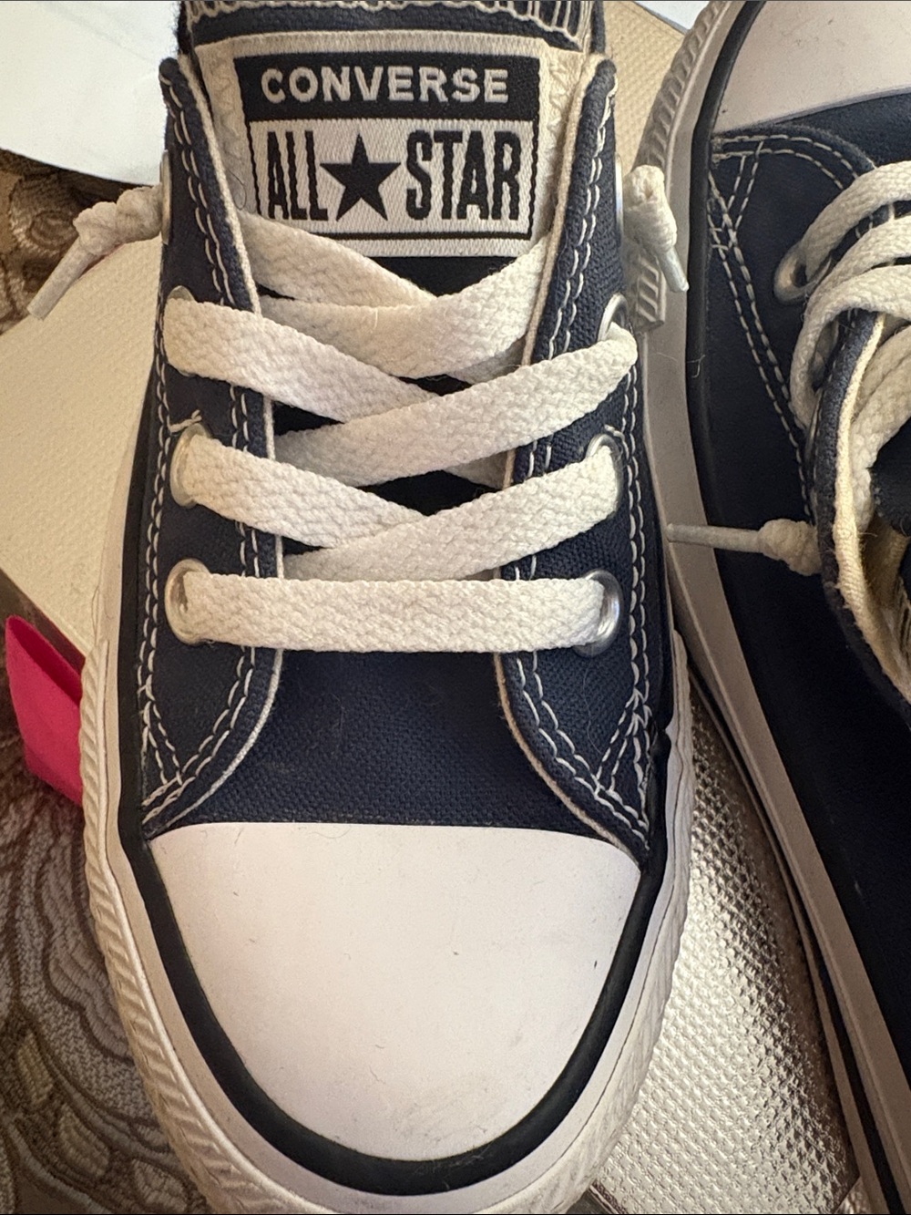 Converse Navy Canvas Low Top Sneakers with White Accents - Picture 2 of 3